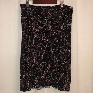 Apt. 9 XL Black Pink High Low Fluid Stretch Skirt